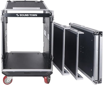 Sound Town Heavy-Duty 1/2" Plywood 14U PA DJ Pro Audio Rack/Road ATA Case - Image 3