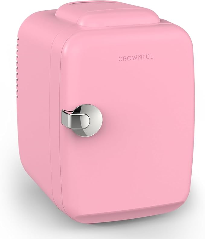 CROWNFUL Mini Fridge, 4 Liter/6 Can Portable Cooler and Warmer Personal by CROWNFUL