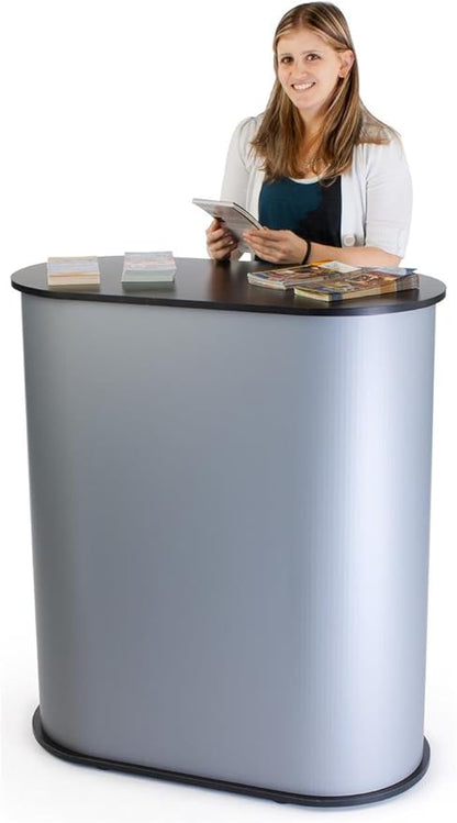 Trade Show Counter with Satin Gray Sidewalls, Interior Shelf, Lightweight - Image 3