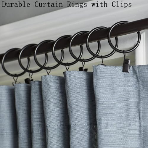 16 Pack Curtain Rings with Clips, Window Clip Rings Black Curtain Hooks Hangers Clip Rings for Hanging Drapery Drapes Bows, Small 1.26 Inch in Diameter, Fits up to 1" Rod