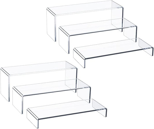 HIIMIEI Acrylic Display Riser, Thickened to 5mm Clear Rectangular Display Shelf by HIIMIEI