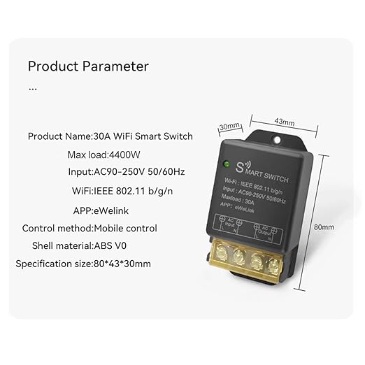 30A Smart WiFi Relay Switch, Wireless Intelligent Remote Control - Image 3