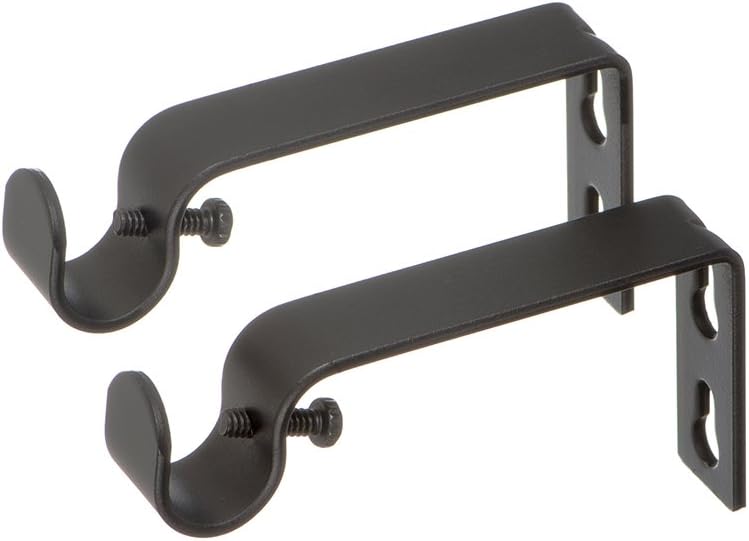 Ivilon Fixed Brackets for Curtain Rods - for 1/2 or 5/8 Inch Rods. Set of 2 - Antique Black