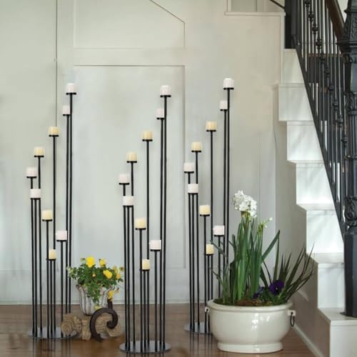 Black Floor Candelabra Centerpiece,Metal Candle Holders for Halloween Decor