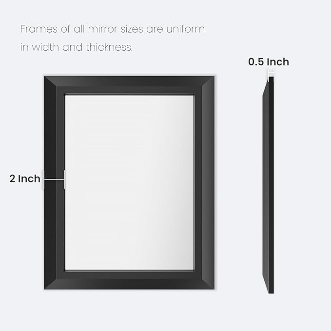Amorho Black Bathroom Mirror, 60X36 Inch Thick Metal Framed Wall Mirrors - Image 7