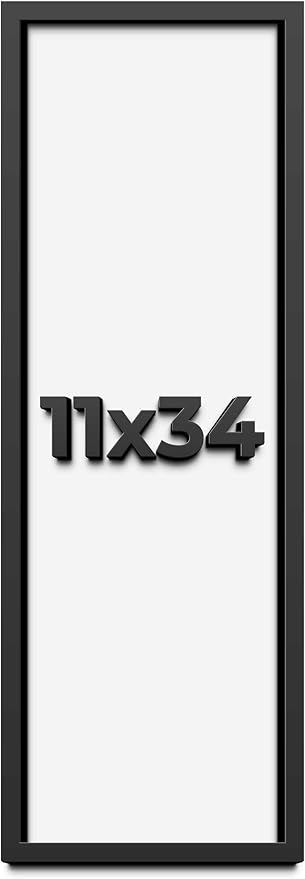 11x34 Shadow Box Frame Black | 1 Inch Deep Solid Wood Shadowbox Display Frame | by CustomPictureFrames