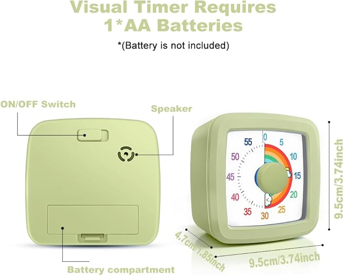 MEPHILIMIA Green Visual Timer 60 Minute Countdown Timer Desk Timer Kids Time - Image 2