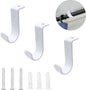 Ceiling Curtain Rod Brackets 3 Pack Metal Holders with Screws, Ceiling Mount Brackets for 1 Inch Rod, Sturdy Hooks for Bedroom Living Room Office, White