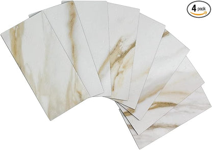 AULIGET 4-Piece Calacatta Gold Marble Look Peel and Stick Backsplash Wall Tiles by AULIGET