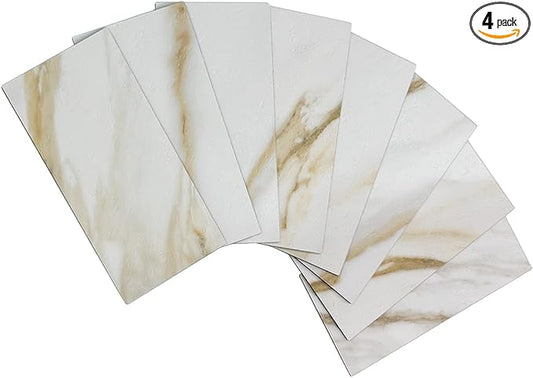 AULIGET 4-Piece Calacatta Gold Marble Look Peel and Stick Backsplash Wall Tiles by AULIGET
