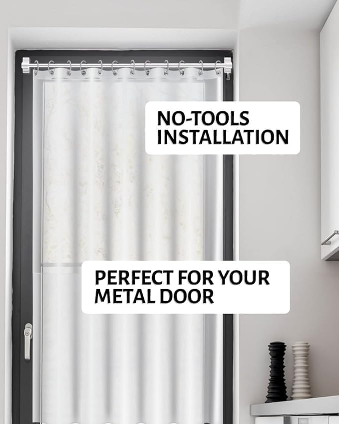 Magnetic Curtain Rod, Adjustable Magnetic Curtain Rod - White - 1 Pack | Adjustable Length 14" to 28", Easy Installation, No Drill Curtain Rod, Multi Use - For Metal Doors, Windows & Appliances