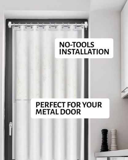 Magnetic Curtain Rod, Adjustable Magnetic Curtain Rod - White - 1 Pack | Adjustable Length 14" to 28", Easy Installation, No Drill Curtain Rod, Multi Use - For Metal Doors, Windows & Appliances