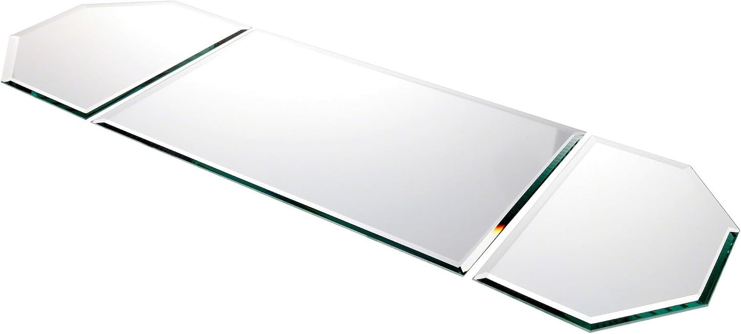 Plymor 36 x 12 inch Runner Set, 5mm Thick, Beveled Glass Mirror | Table display & centerpieces; includes felt pads to protect surfaces; mosaics, crafts & DIY; silvered glass