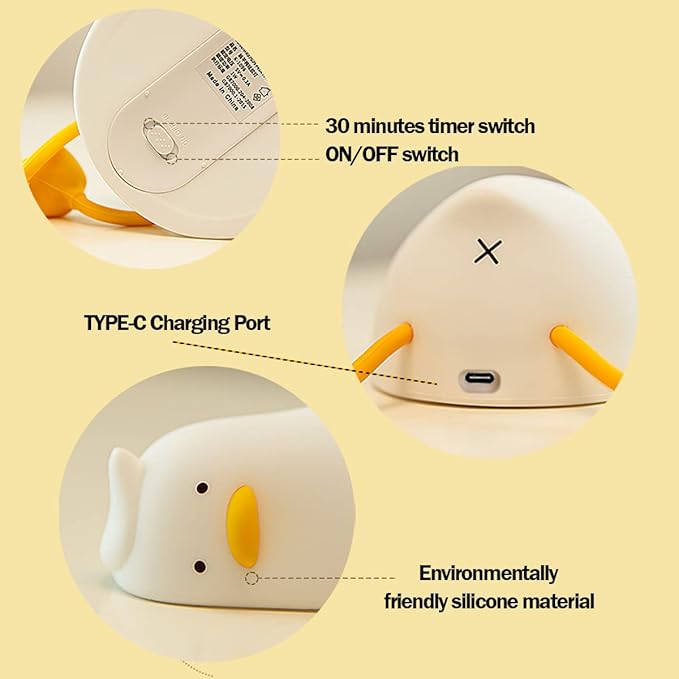 LEDHOLYT Night Light for Kids, Cute Silicone Nursery Duck Lamp for Baby and - Image 5