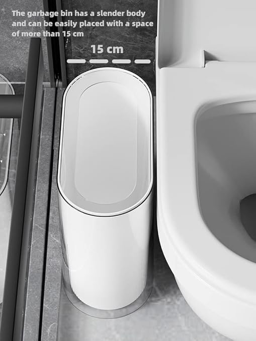 IEEK Small Waste Basket Slim Trash Can 3.2 Gallon/12L Clear and White Garbage - Image 5