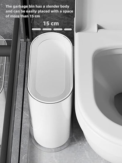 IEEK Small Waste Basket Slim Trash Can 3.2 Gallon/12L Clear and White Garbage - Image 5