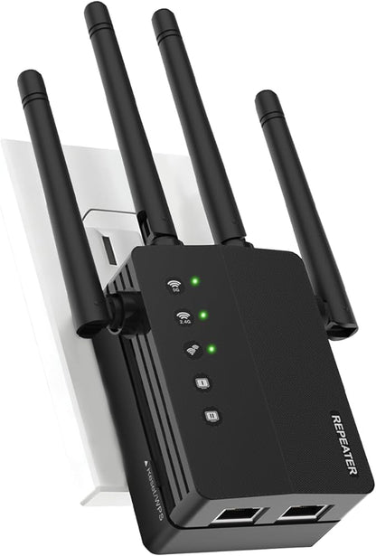 WiFi Extender Signal Booster, 1200Mbps WiFi Booster, Long Range up to 12880 Sq by GEYILO