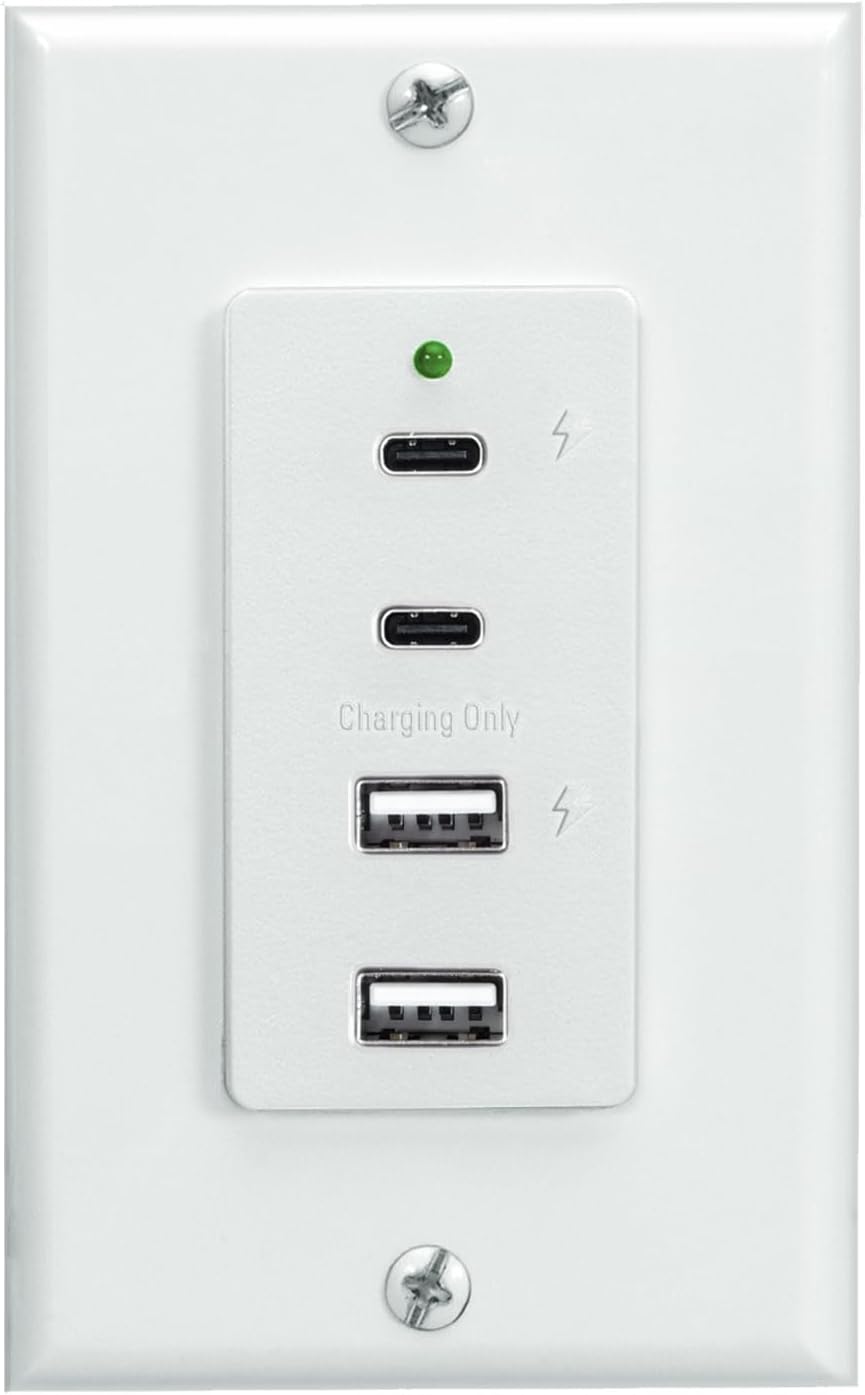Magnadyne Wall Mount USB-C & USB-A Charging Ports for RV & Vehicle Us...