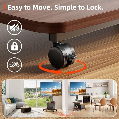 Mobile TV Cart on Wheels,Height Adjustable Rolling TV Stand for 32-85 inch TV...