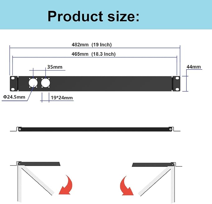 QiaoYoubang 1U Hinged Rack Panel 2D XLR HDMI Audio Rack Mount Panel - Image 2