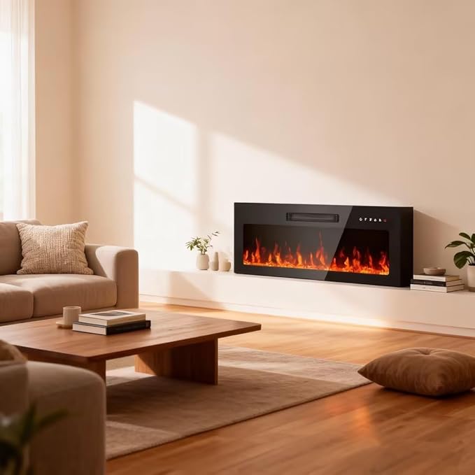 36" Electric Fireplace Insert, Wall Mounted & Recessed Heater, Slim - Image 8