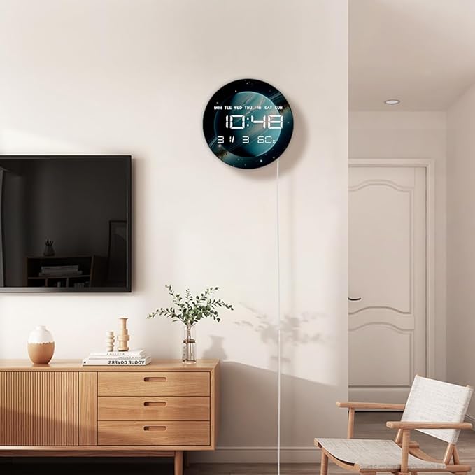 Timethink 12'' Planet Uranus Digital Wall Clock Large Display, Space Solar - Image 7
