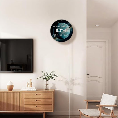Timethink 12'' Planet Uranus Digital Wall Clock Large Display, Space Solar - Image 7