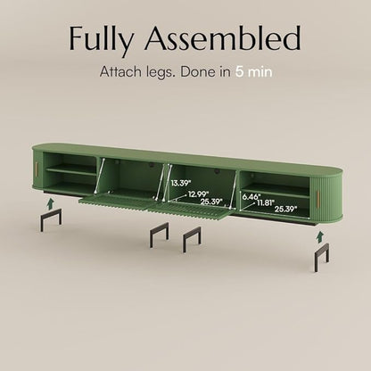POVISON Fully-Assembled Modern Green TV Stand - Image 6