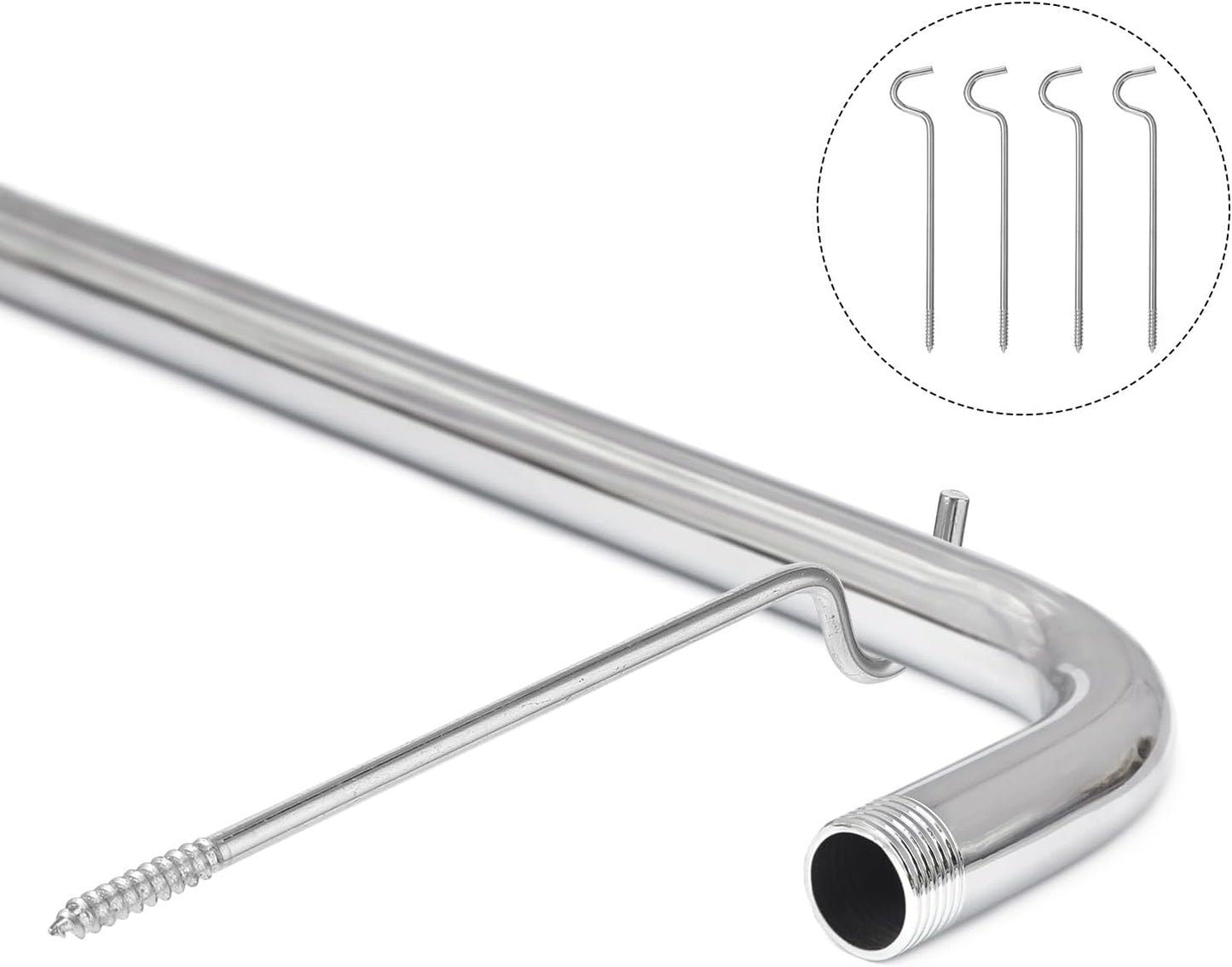 4 Pcs Curtain Rod Support, Single Curtain Rod Bracket Metal Center Hook Hanger without Screws