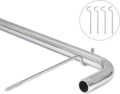 4 Pcs Curtain Rod Support, Single Curtain Rod Bracket Metal Center Hook Hanger without Screws