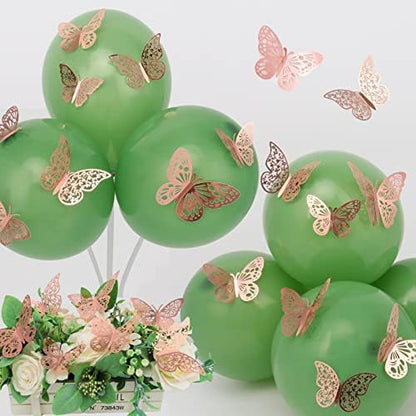36 Pcs Butterfly Wall Decor, 3 Styles 3 Sizes 3D Rose Gold Butterfly, Wedding & Birthday Party Decorations, Girls Bedroom Decoration