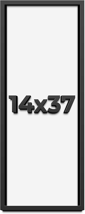 14x37 Shadow Box Frame Black | 1 Inch Deep Solid Wood Shadowbox Display Frame | by CustomPictureFrames
