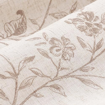 jinchan Alisa Ruffled Floral Valance Curtain 18 Inch 1 Panel Taupe on Linen | Linen blend, light filtering, rod pocket, shabby chic, farmhouse rustic, window treatment for kitchen bedroom living room
