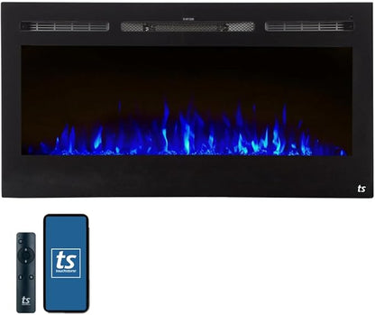 Touchstone Smart Electric Fireplace-The Sideline 40" Wide-in Wall Recessed by TouchstoneHomeProducts