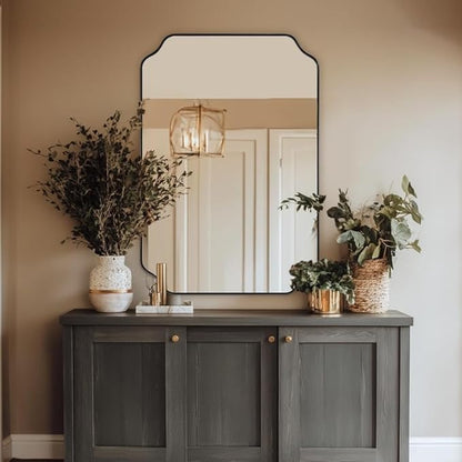 ANDY STAR Matte Black Mirror 26x38 Inch, Scalloped Wall Mirror, Unique - Image 6