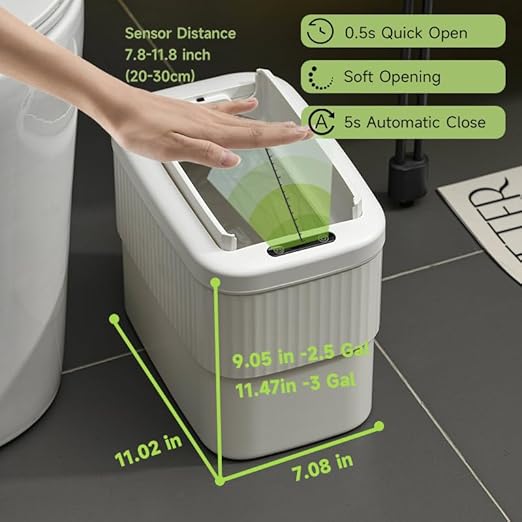 Sensor Hanging Trash Can with Lid 2.5 Gallon, Motion Sensor Garbage Can - Image 4
