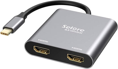 Selore&S-Global USB C to Dual HDMI Adapter 4K @60hz, Type C to HDMI Converter by SeloreS-Global