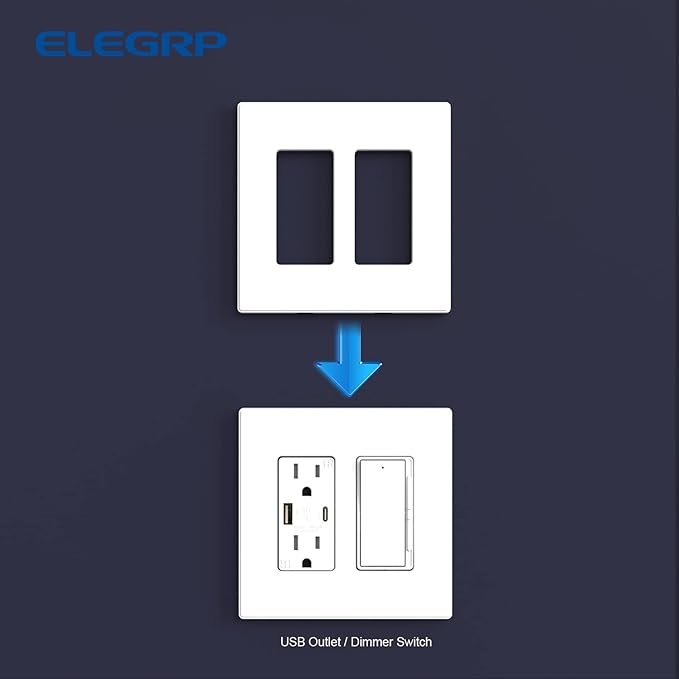 ELEGRP 2-Gang Screwless Decorative Wall Plates, Mid-Size 4.88" height x 4.94" - Image 5