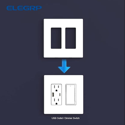 ELEGRP 2-Gang Screwless Decorative Wall Plates, Mid-Size 4.88" height x 4.94" - Image 5