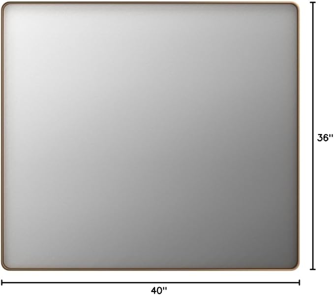 LOAAO 40”X36” Gold Bathroom Mirror, Rounded Rectangle Gold Frame Mirror - Image 9