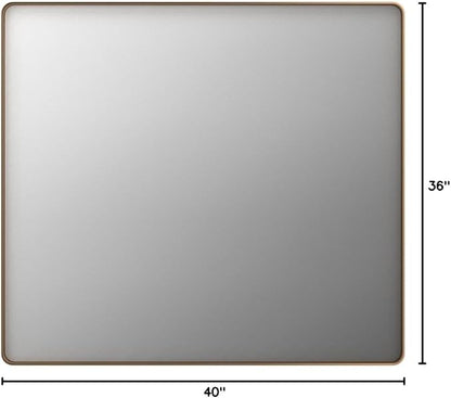 LOAAO 40”X36” Gold Bathroom Mirror, Rounded Rectangle Gold Frame Mirror - Image 9