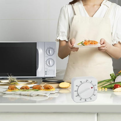 Square 60 Minute Mechanical Kitchen Timer, Manual Countdown Timer - Image 7