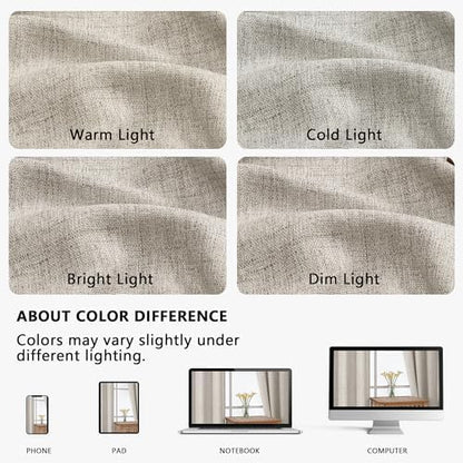 Valance for Windows, Light Filtering Faux Linen Textured Small Short Valance Kitchen Curtain, Dual Rod Pocket Top Short Window Curtain for Bathroom Basement Farmhouse, 60Wx14L Inch, Linen Color