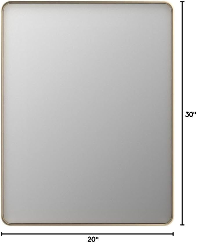 LOAAO 20”X30” Gold Bathroom Mirror, Rounded Rectangle Gold Frame Mirror - Image 9