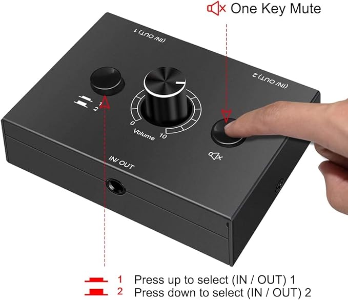 Audio Switcher 3.5mm Audio Selector Splitter Box Mini 2-in-1-Out Audio Sharing - Image 4