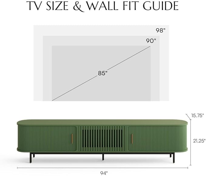 POVISON Fully-Assembled Modern Green TV Stand - Image 5