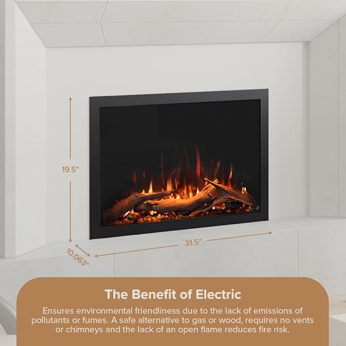 Modern Ember Highmark Traditional 30 Inch Built-in Smart Electric Fireplace - Image 6