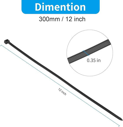 XINGO 12 Inch Black Large Zip Ties Heavy Duty 500 Pack, 200 LBS Ultra Strong - Image 2