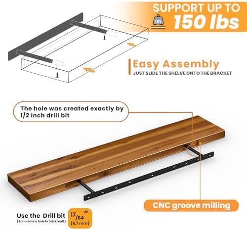 batoda set of 2 pcs 36" wood floating, side view