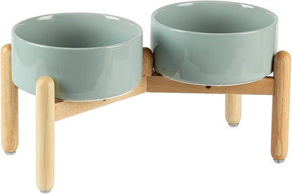 Ceramic 7.3inch Raised Double Bowls Set by Havniva